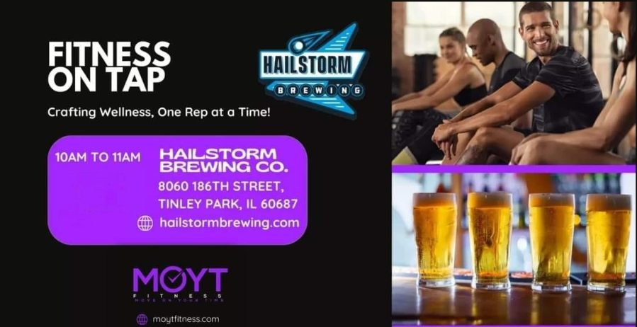 Get in a workout and enjoy a draft beer at Fitness on Tap at Hailstorm Brewing Co. in Tinley Park.