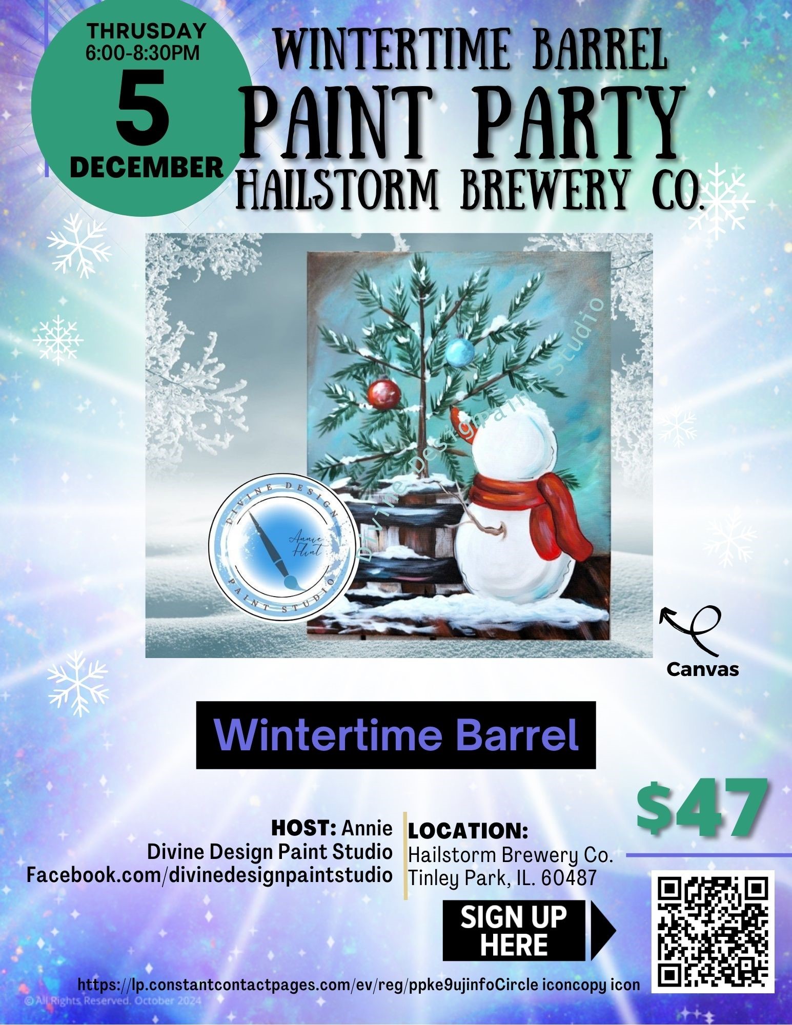 Wintertime Barrel Paint Party at Hailstorm Brewing Co. in Tinley Park.